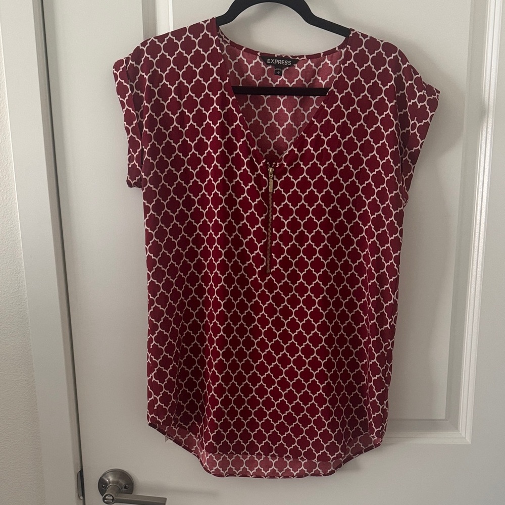 Express Women's Burgundy Geometric Blouse